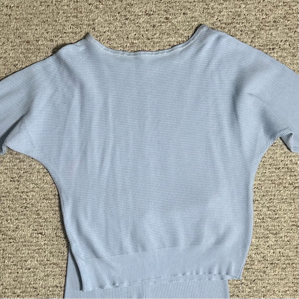 Matching Sweater Set Ribbed Light Blue Size Large - Picture 6 of 11
